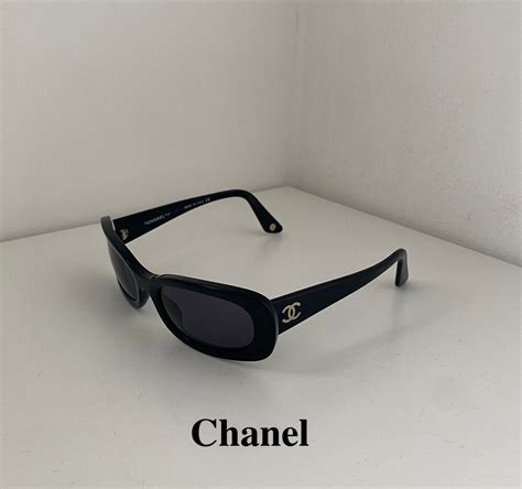 Vintage RARE Chanel 5080B Sunglasses Black Crystal Logo 